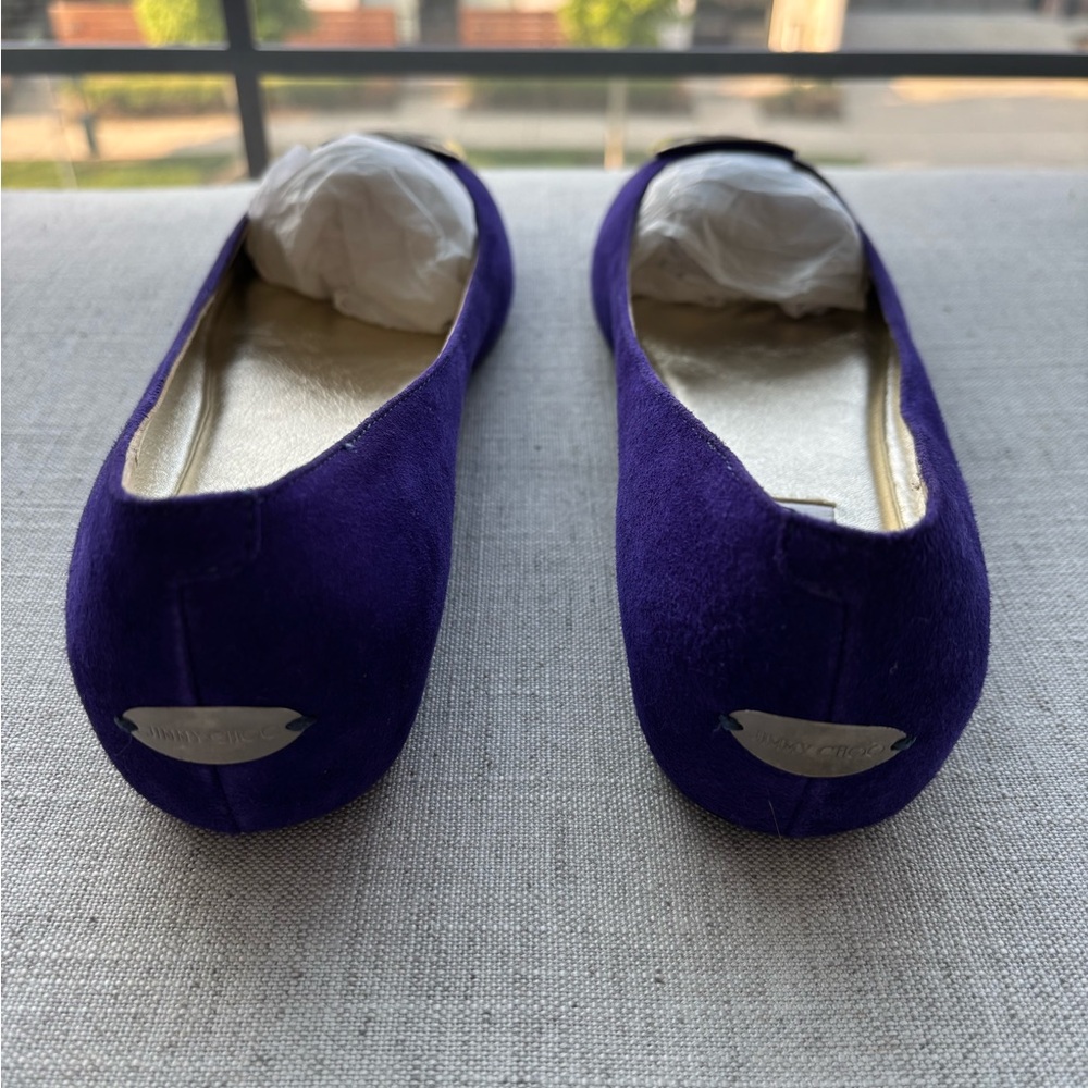 Jimmy Choo - Wray Sue Ballet Flats - Violet Suede Flats with Gold Accents 40.5 - Picture 8 of 10